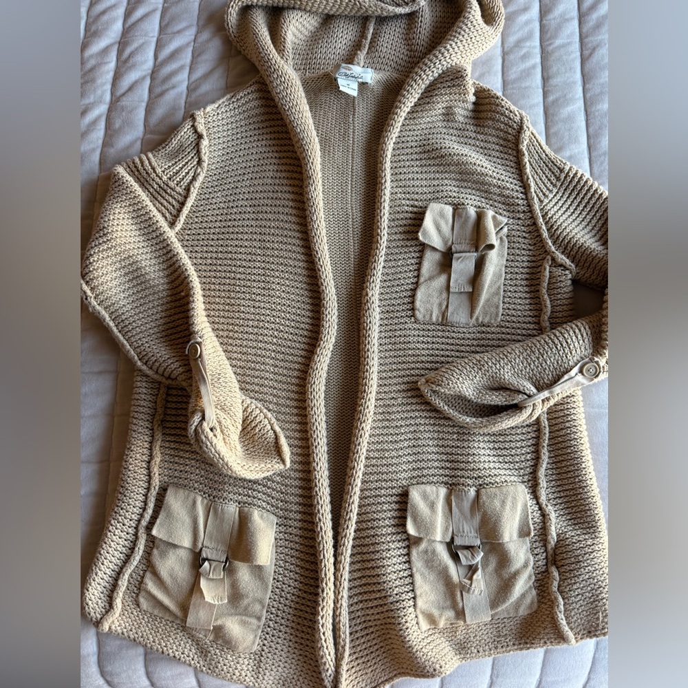Bob Timberlake tan Knit Sweater hooded cardigan Women’s size medium